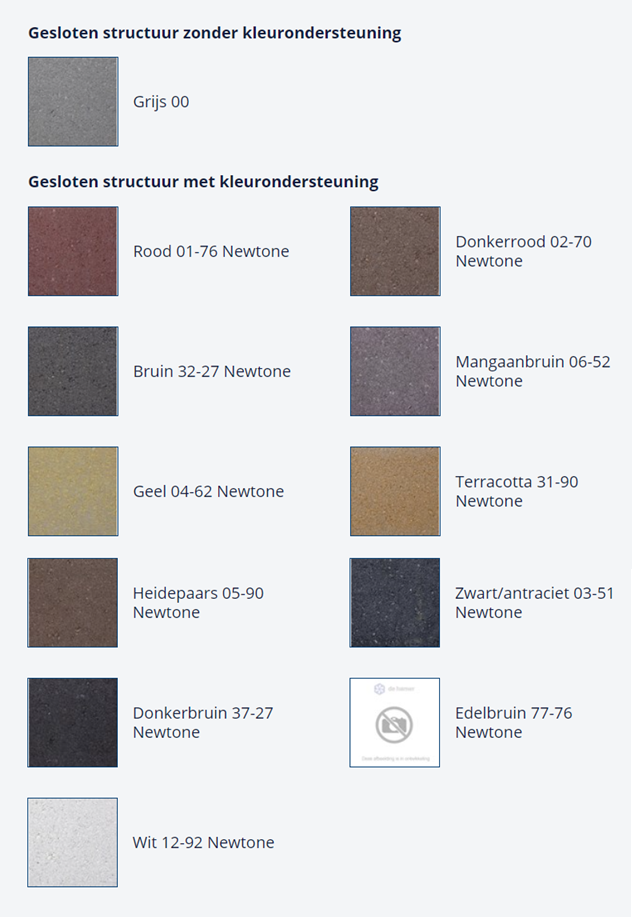 Voegstone kleuren